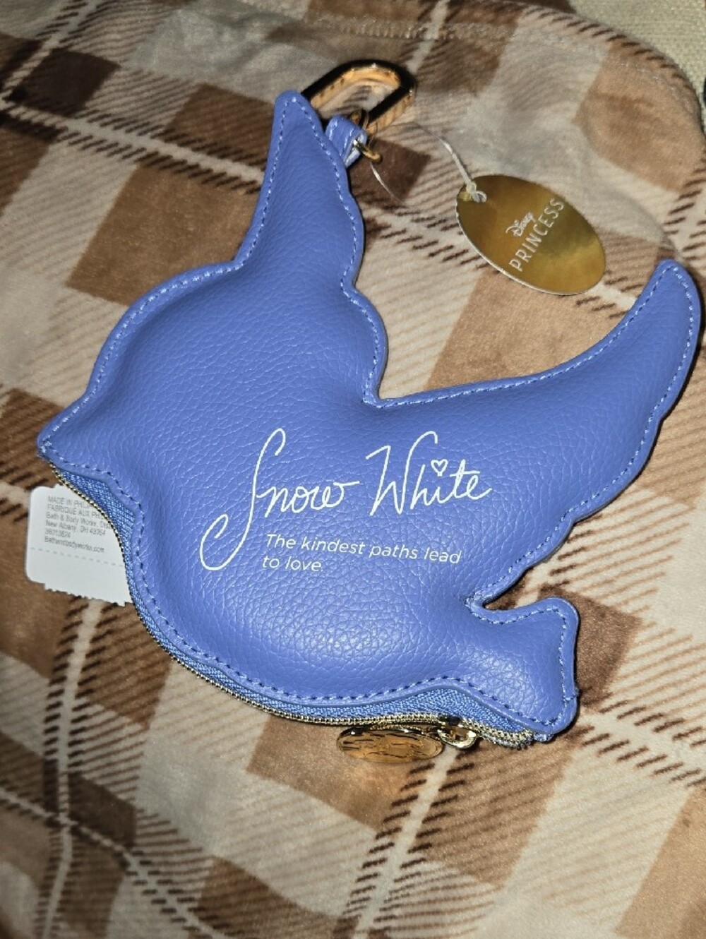 Bath & Body Works Snow White Blue and White Bird Coin Pouch with Clip - Picture 2 of 2